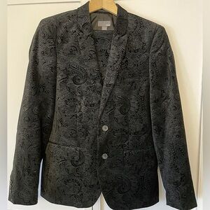 H&M Black Paisley Velvet Blazer and Trousers